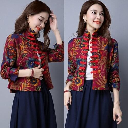 Cheongsam Top Mandarin Collar Womens Tops and Blouses Oriental China Clothing Traditional Chinese Jacket for Women Tang Suit