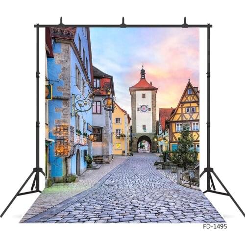 Old Town Street Photography Backgrounds for Photo Studio Vinyl Cloth Portrait Photo Backdrops for Kids Baby Photobooth Photocall