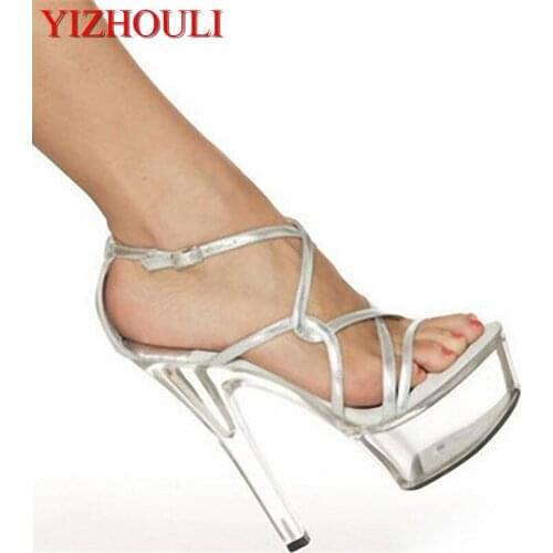 Stylish Gladiator Platforms Women Open Toe 15cm High Heel Crystal Shoes, Toeless Stiletto, Sandals, Wedding Shoes