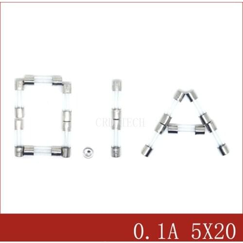 0.1/0.2/0.3/0.4/0.5/0.8/0.63/0.75/1.5/2.5/3.15/6.3A 5x20mm 250V A box of 100 glass fuses