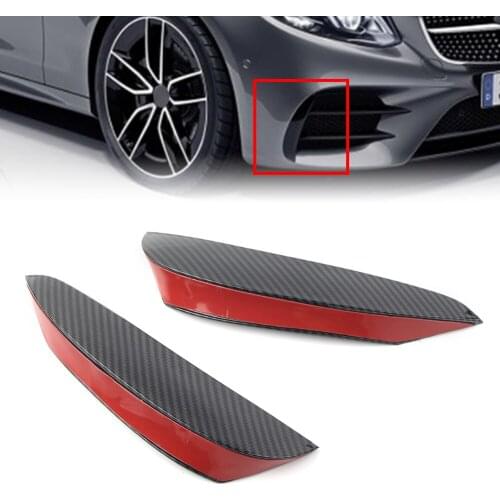 Car Front Bumper Spoiler ABS Side Fog Light Canard Vent Flaps Trim For Mercedes Benz W213 E-Class E43 E53 E63 AMG 2016-2020