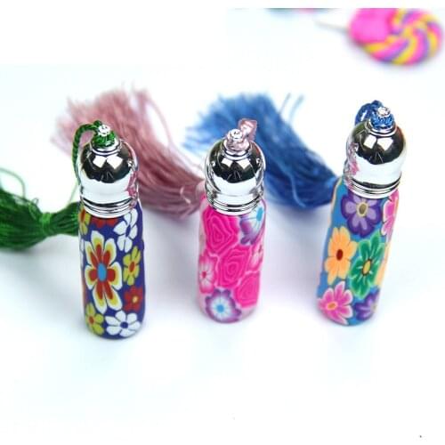 1PC 10ml Colorful Portable Glass Roll On Bottles Empty Polymer Clay Perfume Roller Bottle Essential Oil Vials Refillable Bottle