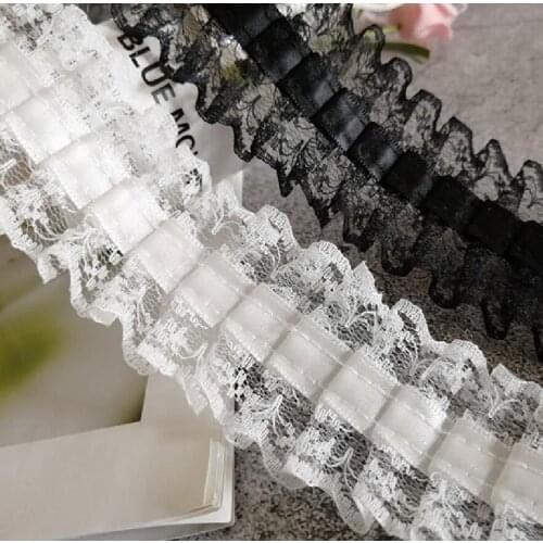 1Yard Latest Lace Fabric Guipure 4.5cm Lace Ribbon Black White Lace Fabric Sewing Dress Accessories Material ruban dentelle PQ16