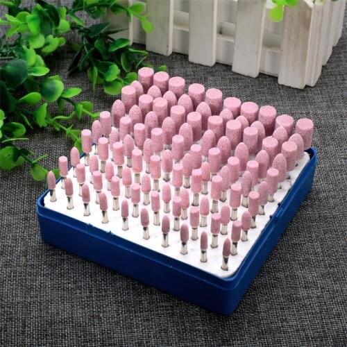 100Pcs Abrasive Mounted Stone Point Grinding Sand Head Polishing Wheels Set Burr 3mm Shank Metal Rod for Drill Power Rotary Tool