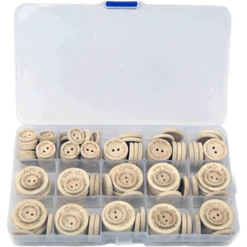 150PCS 2Hole Wooden Button Natural Color Handmade Letter Wood Round Button For DIY Sewing Needlework Patchwork Accessories