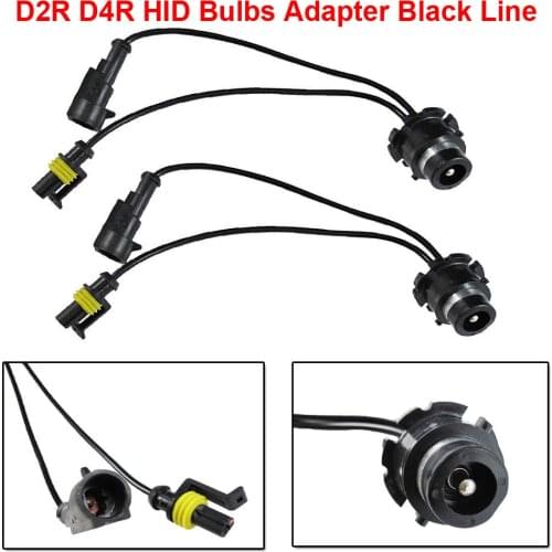 2PCS D2 D2R D4 D4R OEM HID Xenon Headlight Bulbs Ballasts Black Line Wire Harness Cable Adapter Holder Wiring Socket Plug N Play