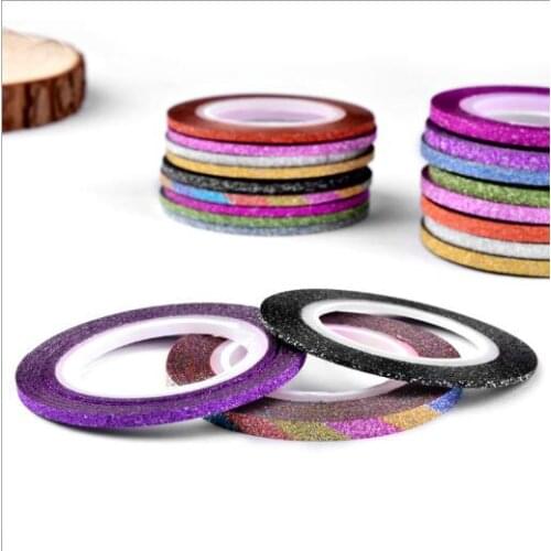 5 pieces Color 20m Rolls Nail Art UV Gel Tips glitter Striping Tape Line Sticker Grinding placer gold line