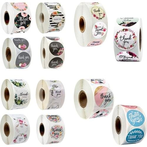 500pcs Gift Sealing Stickers Thank you Flower Design Diary Scrapbooking Sticker Christmas Birthday Party Gift Decorations Labels