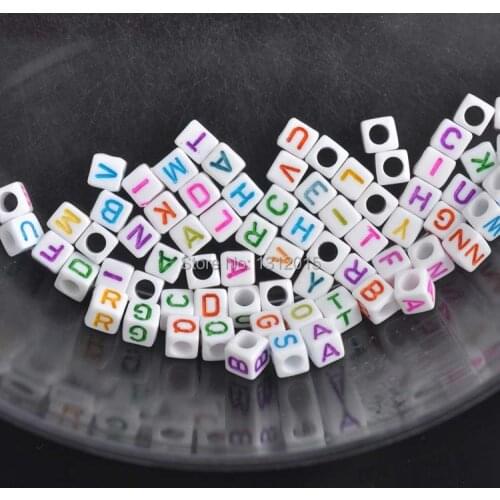 6mm 200pcs Mixed color Letter Alphabet Cube Acrylic neon Beads For Jewelry making DIY YKL0213X