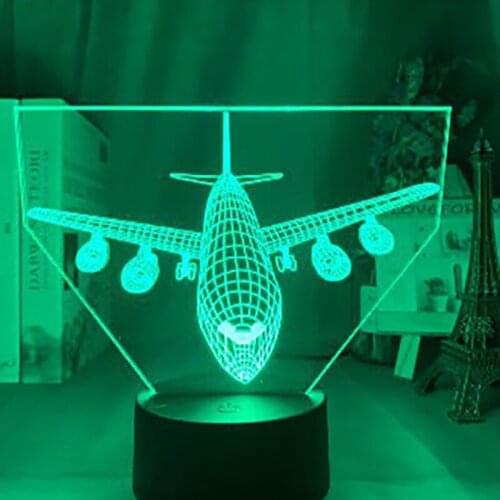Acrylic Airplane Model3D LED USB Night Light For Kids Decor Child Gifts 16Color Remote Lamp Dropshipping