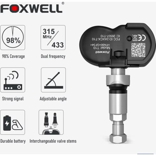 Foxwell T10 Car Tire Pressure Sensor Tyre Analysis Monitor 315 MHz 433 MHz TPMS Sensor Repair Tools For Full Size Tires