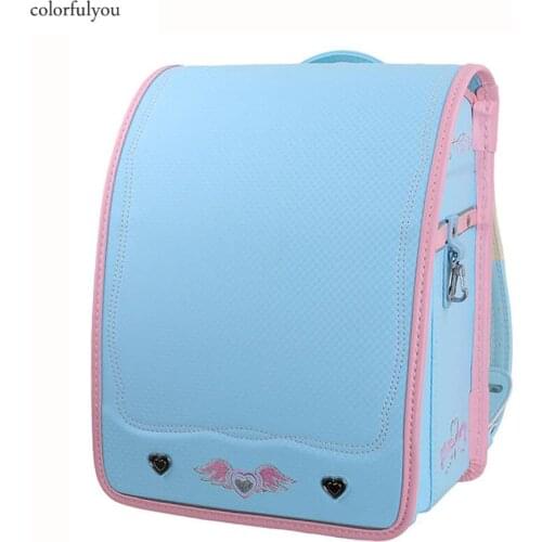 Children School Bags backpack Girls Orthopedic school Backpacks Solid Color Wing Embroidered Waterproof Japanese School Bag 2020