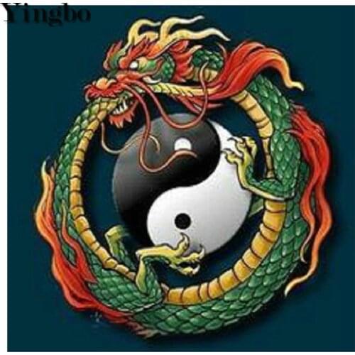 DIY diamond painting Yin and Yang Dragon cross stitch mosaic decor square round diamond embroidery manual gift Chinese style