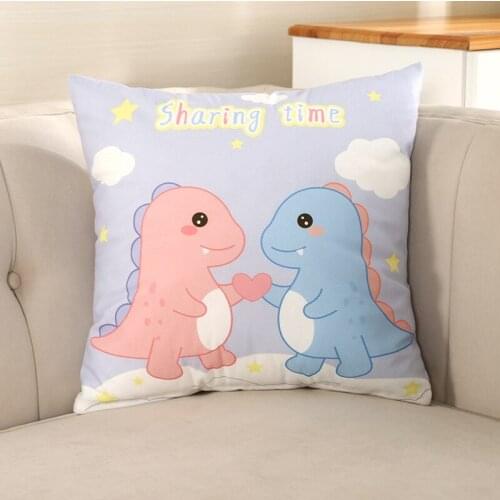 Cartoon Double-Sided Printed Pillow Linen Short Peach Velvet Pillowcase Sofa Home Gifts Pink Car Accessories Fundas Para Cogines