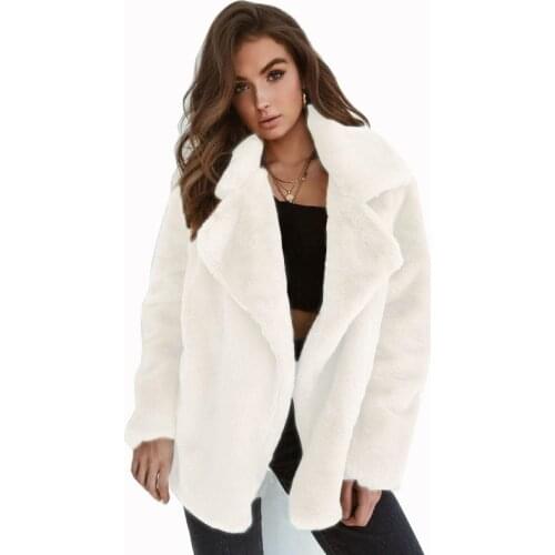 Elegant Brown Shaggy Women Faux Fur Coat Streetwear 2020 Autumn Winter Warm Plush Teddy Coat Female White Furry Fluffy Jacket