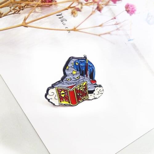 Wizard Magician Enamel Brooch The book of the devil Lapel Pin Cartoon animation Ghost Badge Pins gifts for children