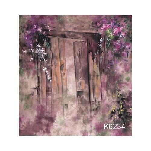 10x10ft Hand painted Muslin backdrop background, antiquated wood door flower photography backdrops wedding,custom service K6234