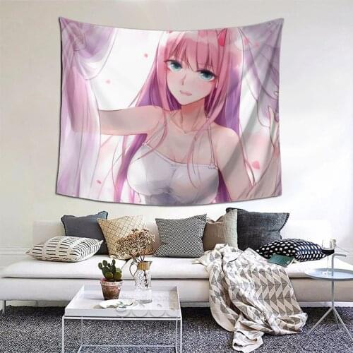 Zero Two Pink Girl 002 Goro Hiro Tapestry Anime Cosplay Tapestry Wall Bedspread Bohemian Hanging Blankets For Bedroom Dorm