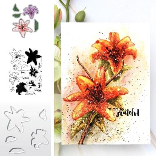 Inky Lily Flower Metal Cutting Dies and stamps DIY Scrapbooking Card Stencil Paper Cards Handmade Album Stamp Die Sheets 2021