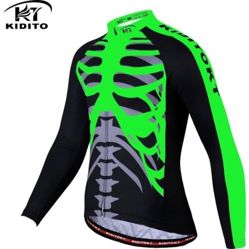 KIDITOKT 2020 Long Sleeve Winter Cycling Jersey Men Keep Warm Mountain Bike Flour Green Cycling Clothes Racing Bicycle Clothing