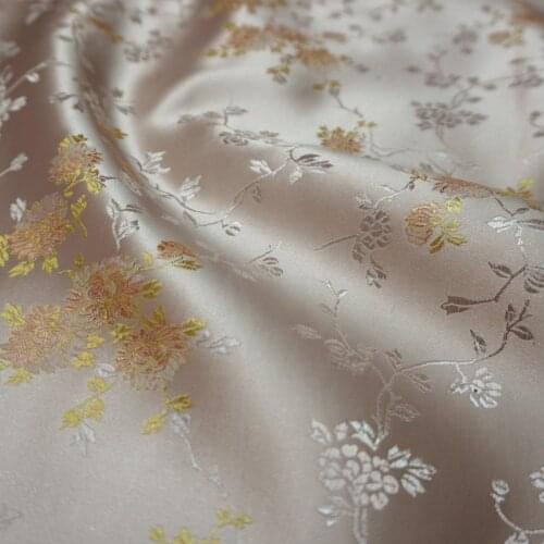 CF1118 silk satin fabric Qipao ancient costume Hanfu kimono with flesh color delicate brocaded clothes elegant dress fabrics