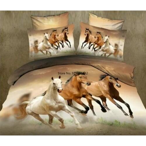 3D Digital Print Running Horse Animal Bedding Set Single Double King Queen Size Down Quilt Cover Pillowcase Home Textile