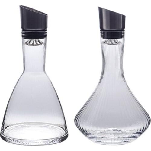 1000-1500ml Creative Separator Fashion Vertical Pattern Hand-Blown Lead-Free Crystal Wine Bottle Waterfall Speedy Decanter
