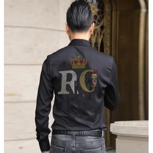 Summer Mens Fashion Hot Drilling Long Sleeve Plaid Shirt Thin Casual Dress Shirt Plus Size 4XL asian size