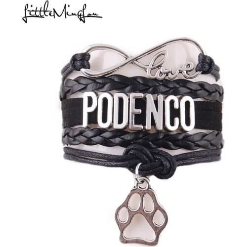Little MingLou Infinity love podenco bracelet dog pet paw charm leather wrap men bracelets & bangles for women jewelry