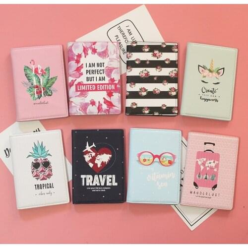 Fashion Men Women Travel Leather Passport Holder Card Case Protector Cover Floral Wallet Bags Flower Passport Cover for girls