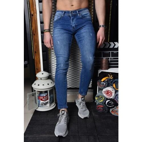 Mens Vivid Blue Skinny Fit Lycra Wrist Length Pants 2021 Trend Men 'S Fashion Trousers Turkey Production Quality Fabric