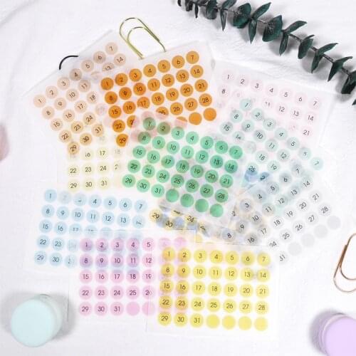 Fromthenon Round Date Sticker 365 Days Weekly Journal Sticker for Daily Diary Planner Agenda Notebook Decorative Stationery