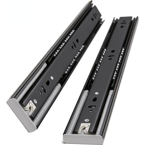 10\20\ Cold Rolled Steel Drawer Slides Soft Close Track Cushioned Silent Closing Three Section Sliding Rails Furniture Hardware