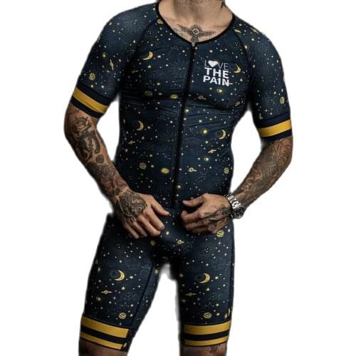 Love The Pain 2021 New Style Mens Cycling Skinsuit Triathlon Mtb Speedsuit Trisuit Short Sleeve Maillot Ciclismo Style Jumpsuit