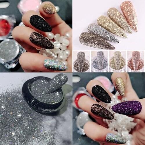 1 Box Holographics Nail Glitter Powder Shiny Laser Gradient Nail Powder Pigment Chrome Dust DIY Nail Art Decoration