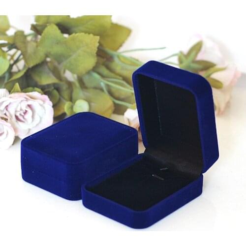 7.8x6x3.1cm Rectangular Velvet Jewelry Box Blue Earrings Ring Necklace Bracelet Display Royal Wedding Gift Box Storage Case