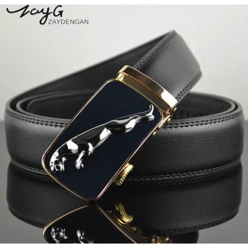 ZAYG belt fashion designer men belt leather leopard buckle belt men automatic black leather men high quality luxury belt for men
