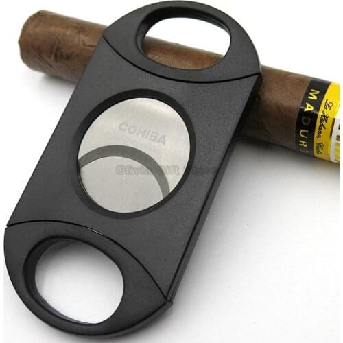 Cohiba Stainless Steel Cigar Cutter Super Sharp Sawtooth Baldes Cigar Guillotine Gift Box Cigarette Tobacco Smoking Tool