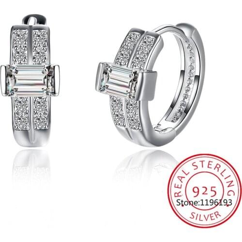 Luxury Small Round Hoop Earrings for Women Wedding Jewelry Zircon Circle Piercings Pendientes Earring 925 Sterling Silver