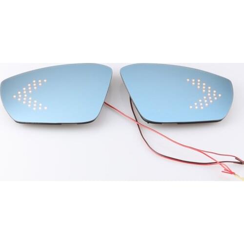Blue Wing Mirror Glass Heated Angle Wide Glare Proof Mirror LED Turn Signal Lamp for SKODA Octavia Superb 2014 2015 2016 2017