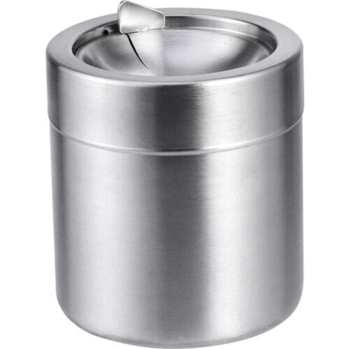 Tafel Prullenbak Auto Asbak Mini Rvs Gereedschap Asbak Case Met Winddicht Deksel (Zilver)