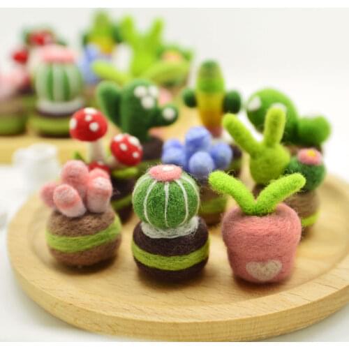 Fun craft toy colorful succulents wool felt poking le diy Kill time adult handmade toy material kit gift for children