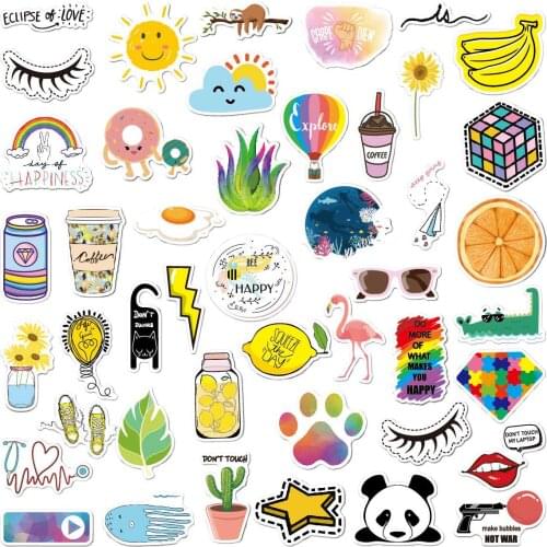 45pcs/SET Sunlight Theme Sticker Waterproof fit Car Laptop Skateboard Surfboard Luggage Bicycle Kids Toy Home Decor
