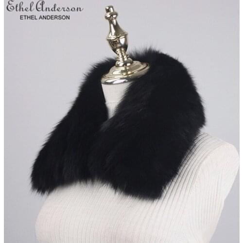 ETHEL ANDERSON Real Fox Fur Collar Wraps Womens Plus Outwear Coats Hood Simple Scarf Warm Good Quality Fur Collar