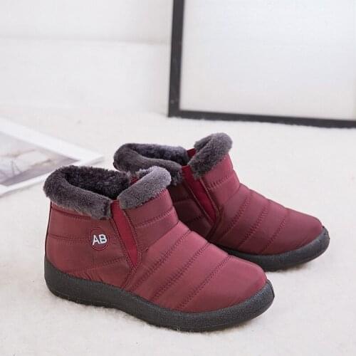 Womens Winter Snow Boots Slip on Fluffy Cotton Shoes Woman Soft Sole Non slip Short Boots Female 2021 Ladies Warm Flat Footwear