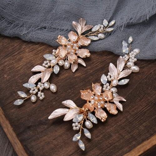 Metal Flower With Pearl Rhinestone Hair Clip Hair Accessories For Women Wedding Accessories Headband Bridal Hair Jewelry