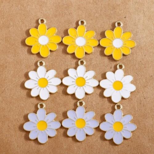 10pcs/lot 19*21mm Enamel Floret Charms Flowers Pendants for Women Bracelets Necklaces Charms for Jewelry Making