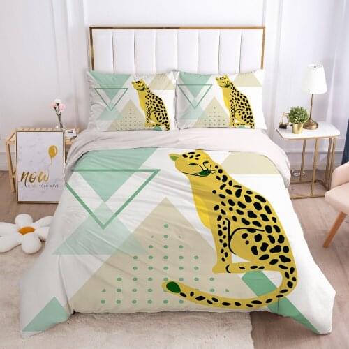 2/3pcs Duvet cover set pillow case Bedding set Queen King Euro Bed linens 220x240 140x200 240x260 Bed set nordic Yellow leopard