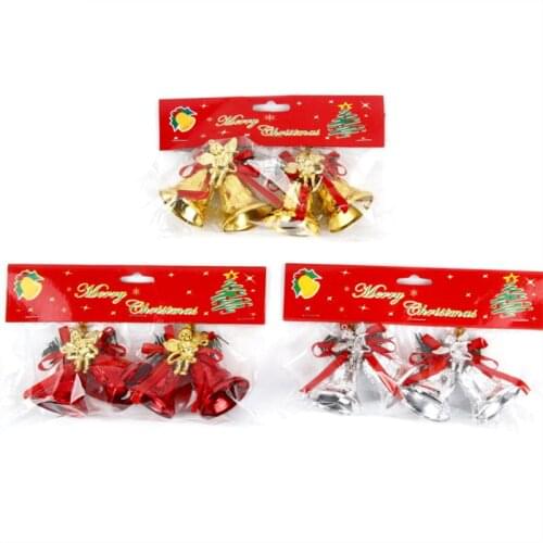 20 Pcs/Lot Gold Silver Small Bell Christmas Tree Ornaments 4.5cm Plastic Wreath Pendant New Year Party Accessories Home Layout