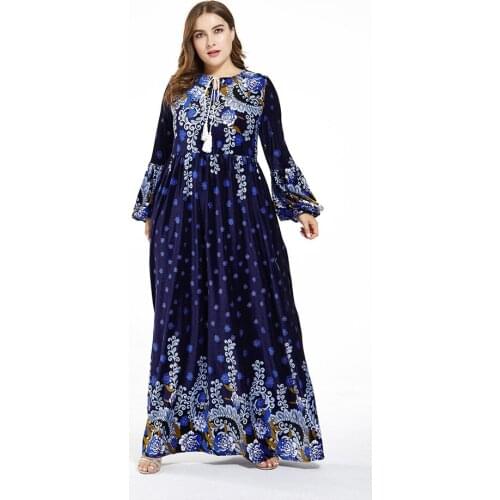 2021 Womens Autumn New Style Velvet Dress Elegant And Loose Womens Super Long Gold Velvet Dress Long Sleeve Loose Dress 3XL